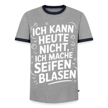 Motivational design with handwritten font - Men's Ringer Shirt - grey/navy  - Front - AI Model Female 172 light (172cm) & AI Model Male 178 light (178cm)