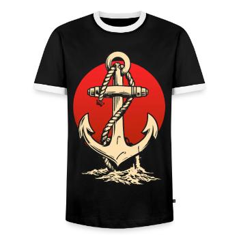 Anchor and Sun - Männer Kontrast-T-Shirt - Schwarz/Weiß - Vorne - AI Model Female 172 light (172cm) & AI Model Male 178 light (178cm)