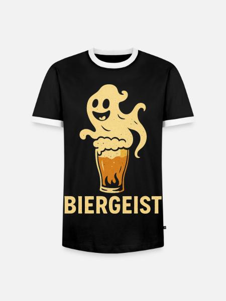 Biergeist lustiger Spruch - Happy Halloween - Männer Kontrast-T-Shirt - Schwarz/Weiß