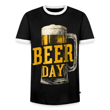 Beer Day - Männer Kontrast-T-Shirt - Schwarz/Weiß - Vorne - AI Model Female 172 light (172cm) & AI Model Male 178 light (178cm)