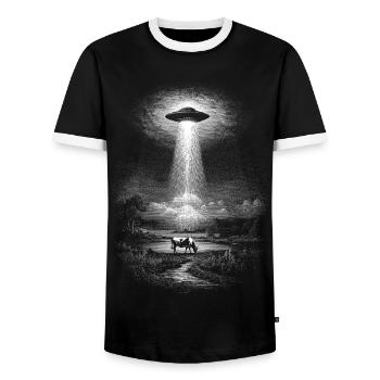 UAP - Men's Ringer Shirt - black/white - Front - AI Model Female 172 light (172cm) & AI Model Male 178 light (178cm)