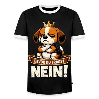 Before you ask No Beagle - Men's Ringer Shirt - black/white - Front - AI Model Female 172 light (172cm) & AI Model Male 178 light (178cm)