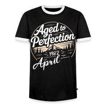 Avril 1982 anniversaire avril 1982 - T-shirt contrasté Homme - noir/blanc - Devant - AI Model Female 172 light (172cm) & AI Model Male 178 light (178cm)