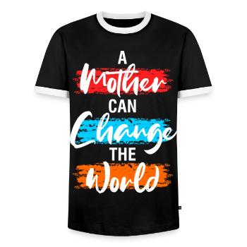 Une Mère peut changer le monde - T-shirt contrasté Homme - noir/blanc - Devant - AI Model Female 172 light (172cm) & AI Model Male 178 light (178cm)