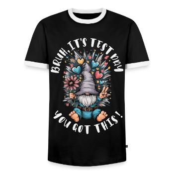 Bruh Prüfung du schaffst das Schule Motivation - Männer Kontrast-T-Shirt - Schwarz/Weiß - Vorne - AI Model Female 172 light (172cm) & AI Model Male 178 light (178cm)