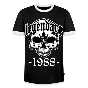 Legendär seit 1988 - Totenkopf | Farben änderbar - Männer Kontrast-T-Shirt - Schwarz/Weiß - Vorne - AI Model Female 172 light (172cm) & AI Model Male 178 light (178cm)