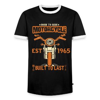 Vintage 1965 born motorcycle biker - Men's Ringer Shirt - black/white - Front - AI Model Female 172 light (172cm) & AI Model Male 178 light (178cm)