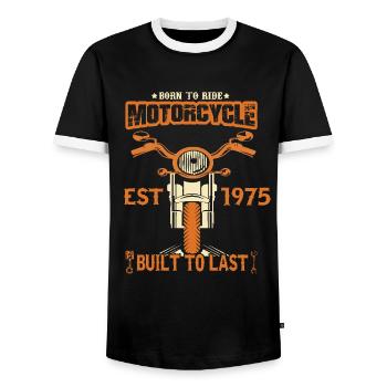 Vintage 1975 born motorcycle biker - Men's Ringer Shirt - black/white - Front - AI Model Female 172 light (172cm) & AI Model Male 178 light (178cm)
