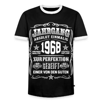 Jahrgang 1968 Geschenk 51. Geburtstag 51 jahre - Männer Kontrast-T-Shirt - Schwarz/Weiß - Vorne - AI Model Female 172 light (172cm) & AI Model Male 178 light (178cm)