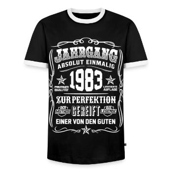Jahrgang 1983 Geschenk 36. Geburtstag 36 jahre - Männer Kontrast-T-Shirt - Schwarz/Weiß - Vorne - AI Model Female 172 light (172cm) & AI Model Male 178 light (178cm)