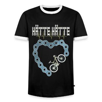 HÄTTE HÄTTE FAHRRADKETTE FAHRRD - Männer Kontrast-T-Shirt - Schwarz/Weiß - Vorne - AI Model Female 172 light (172cm) & AI Model Male 178 light (178cm)