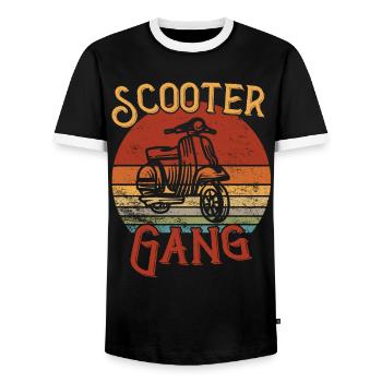 Scooter Gang / Moped - Männer Kontrast-T-Shirt - Schwarz/Weiß - Vorne - AI Model Female 172 light (172cm) & AI Model Male 178 light (178cm)