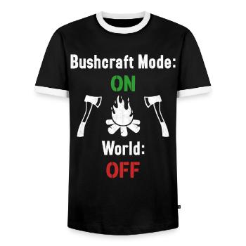 Bushcraft Fashion / Bushcraft - Men's Ringer Shirt - black/white - Front - AI Model Female 172 light (172cm) & AI Model Male 178 light (178cm)
