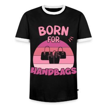 Born for Handbags / Handbag Shopping - Men's Ringer Shirt - black/white - Front - AI Model Female 172 light (172cm) & AI Model Male 178 light (178cm)