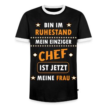Rentner im Ruhestand - Männer Kontrast-T-Shirt - Schwarz/Weiß - Vorne - AI Model Female 172 light (172cm) & AI Model Male 178 light (178cm)
