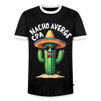 Plus qu’un simple comptable, cactus - T-shirt contrasté Homme - noir/blanc - Devant - AI Model Female 172 light (172cm) & AI Model Male 178 light (178cm)