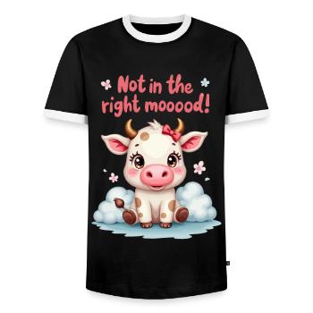 Süße traurige Kuh nicht in der richtigen Stimmung - Männer Kontrast-T-Shirt - Schwarz/Weiß - Vorne - AI Model Female 172 light (172cm) & AI Model Male 178 light (178cm)