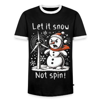 Arrêtez les éoliennes - Laissez-le neiger, ne tournez pas - T-shirt contrasté Homme - noir/blanc - Devant - AI Model Female 172 light (172cm) & AI Model Male 178 light (178cm)