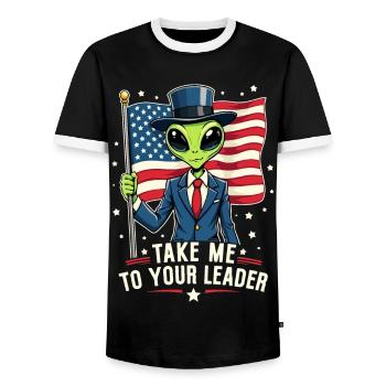 Emmenez-moi à votre leader USA Patriot Alien - T-shirt contrasté Homme - noir/blanc - Devant - AI Model Female 172 light (172cm) & AI Model Male 178 light (178cm)