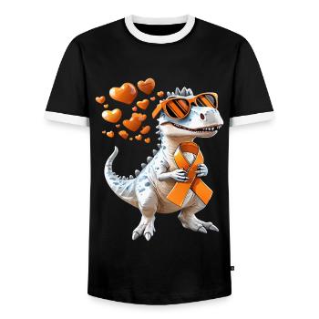 Multiple Sclerosis Awareness Support - Men's Ringer Shirt - black/white - Front - AI Model Female 172 light (172cm) & AI Model Male 178 light (178cm)