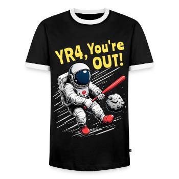 Astéroïde R4 2032 - Défense spatiale - T-shirt contrasté Homme - noir/blanc - Devant - AI Model Female 172 light (172cm) & AI Model Male 178 light (178cm)