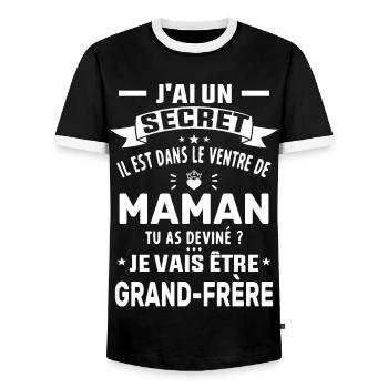 Secret Cadeau Annonce Grossesse Grand-Frère - T-shirt contrasté Homme - noir/blanc - Devant - AI Model Female 172 light (172cm) & AI Model Male 178 light (178cm)