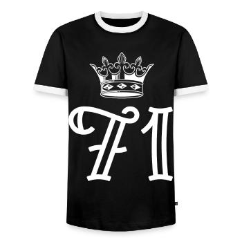 71 Couronne numérique - T-shirt contrasté Homme - noir/blanc - Devant - AI Model Female 172 light (172cm) & AI Model Male 178 light (178cm)