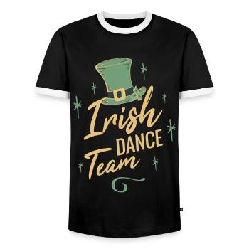 Irish Dance Team - Men's Ringer Shirt - black/white - Front - AI Model Female 172 light (172cm) & AI Model Male 178 light (178cm)