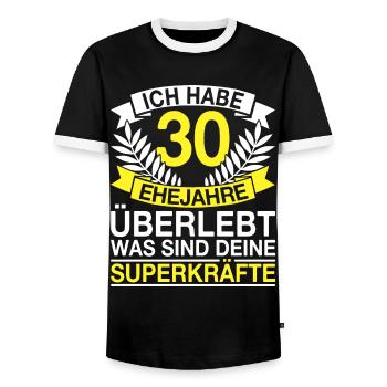 30 Ehejahre Überlebt 30 Hochzeitstag Geschenk - Männer Kontrast-T-Shirt - Schwarz/Weiß - Vorne - AI Model Female 172 light (172cm) & AI Model Male 178 light (178cm)