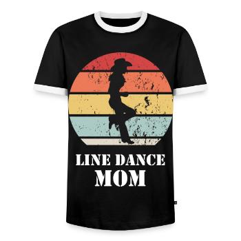 Line Dance Mom Line Dancing Musique country - T-shirt contrasté Homme - noir/blanc - Devant - AI Model Female 172 light (172cm) & AI Model Male 178 light (178cm)