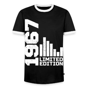 Vintage 1967 Birthday Gift 1967 Year 1967 - Men's Ringer Shirt - black/white - Front - AI Model Female 172 light (172cm) & AI Model Male 178 light (178cm)