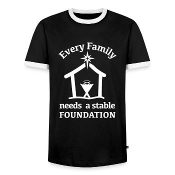 Christliche Weihnachtskrippe Jesus Family - Männer Kontrast-T-Shirt - Schwarz/Weiß - Vorne - AI Model Female 172 light (172cm) & AI Model Male 178 light (178cm)