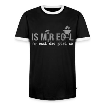 Barbecue Is Mir Egal Ihr Esst Das Jetzt So Geschen - Männer Kontrast-T-Shirt - Schwarz/Weiß - Vorne - AI Model Female 172 light (172cm) & AI Model Male 178 light (178cm)