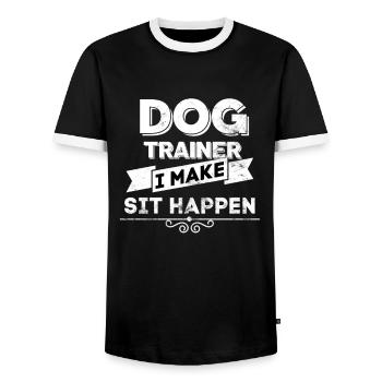 Dog trainer dog dogs dog training - Men's Ringer Shirt - black/white - Front - AI Model Female 172 light (172cm) & AI Model Male 178 light (178cm)
