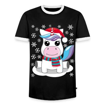 Einhorn Weihnachten Geschenk Weihnachtsgeschenk - Männer Kontrast-T-Shirt - Schwarz/Weiß - Vorne - AI Model Female 172 light (172cm) & AI Model Male 178 light (178cm)