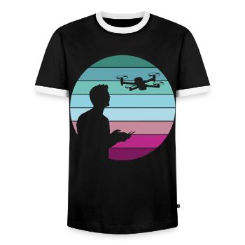 Drohne Pilot Quadrocopter Geschenk Retro Vintage - Männer Kontrast-T-Shirt - Schwarz/Weiß - Vorne - AI Model Female 172 light (172cm) & AI Model Male 178 light (178cm)