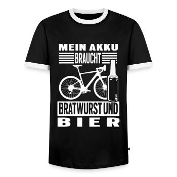 Fahrrad Bratwurst und Bier Radtour Grillen - Männer Kontrast-T-Shirt - Schwarz/Weiß - Vorne - AI Model Female 172 light (172cm) & AI Model Male 178 light (178cm)