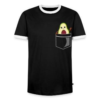 Cadeau drôle d'avocat dans la poche de poitrine - T-shirt contrasté Homme - noir/blanc - Devant - AI Model Female 172 light (172cm) & AI Model Male 178 light (178cm)