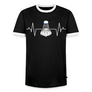 Badminton badminton player shuttlecock gift - Men's Ringer Shirt - black/white - Front - AI Model Female 172 light (172cm) & AI Model Male 178 light (178cm)