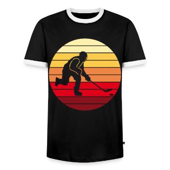 Hockey hockey hockey cadeau rétro - T-shirt contrasté Homme - noir/blanc - Devant - AI Model Female 172 light (172cm) & AI Model Male 178 light (178cm)