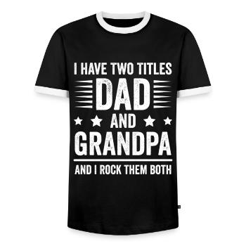 Lustiger Opa Ich habe zwei Titel Papa und Opa. - Männer Kontrast-T-Shirt - Schwarz/Weiß - Vorne - AI Model Female 172 light (172cm) & AI Model Male 178 light (178cm)