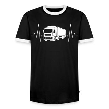 Truck driver Truck driver ECG line gift - Men's Ringer Shirt - black/white - Front - AI Model Female 172 light (172cm) & AI Model Male 178 light (178cm)