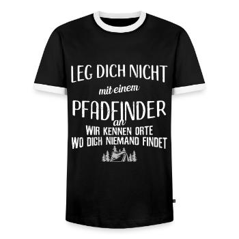 Pfadfinder Leg Dich Niemals Mit Einem Pfadfinder A - Männer Kontrast-T-Shirt - Schwarz/Weiß - Vorne - AI Model Female 172 light (172cm) & AI Model Male 178 light (178cm)
