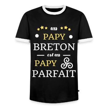 papy breton humour bretagne homme drole breizh - T-shirt contrasté Homme - noir/blanc - Devant - AI Model Female 172 light (172cm) & AI Model Male 178 light (178cm)
