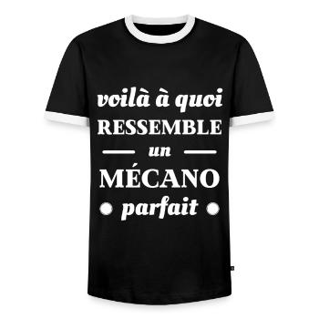 mecano parfait humour mecanicien mecanique homme - T-shirt contrasté Homme - noir/blanc - Devant - AI Model Female 172 light (172cm) & AI Model Male 178 light (178cm)