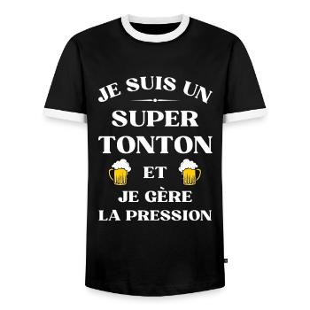 super tonton bière humour tonton personnalisé - T-shirt contrasté Homme - noir/blanc - Devant - AI Model Female 172 light (172cm) & AI Model Male 178 light (178cm)