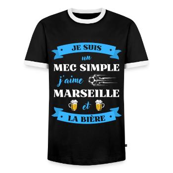 mec simple marseille foot biere humour marseillais - T-shirt contrasté Homme - noir/blanc - Devant - AI Model Female 172 light (172cm) & AI Model Male 178 light (178cm)