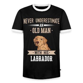 Labrador Dog - Men's Ringer Shirt - black/white - Front - AI Model Female 172 light (172cm) & AI Model Male 178 light (178cm)
