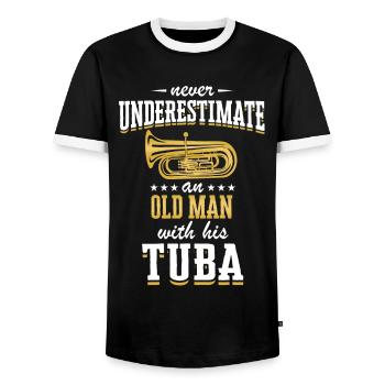 Tuba Tubist - Men's Ringer Shirt - black/white - Front - AI Model Female 172 light (172cm) & AI Model Male 178 light (178cm)
