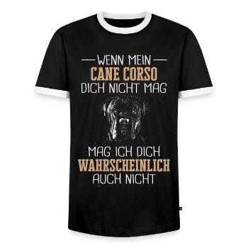 Cane Corso Italiano Hund Hundehalter - Männer Kontrast-T-Shirt - Schwarz/Weiß - Vorne - AI Model Female 172 light (172cm) & AI Model Male 178 light (178cm)
